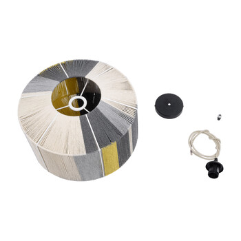 GloboStar® SALERNO 02388 Boho Κρεμαστό Φωτιστικό Καπέλο Μονόφωτο 1 x E27 IP20 Πολύχρωμο Βαμβακερό Νήμα - Μ40 x Π40 x Υ35cm
