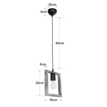 GloboStar® EDISON 203-0020 Vintage Κρεμαστό Φωτιστικό Ανάρτηση Μονόφωτο 1 x E27 IP20 Μπεζ Ξύλο - Μ19 x Π5 x Υ22cm