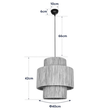 GloboStar® SALTO 203-0037 Boho Κρεμαστό Φωτιστικό Καπέλο Μονόφωτο 1 x E27 IP20 Μπέζ Σχοινί - M40 x Π40 x Υ42cm