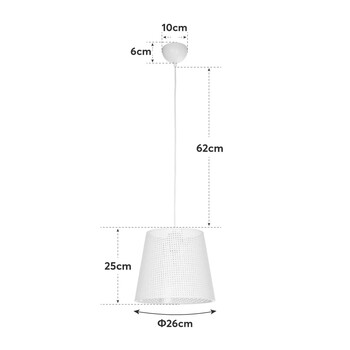 GloboStar® CONEY 203-0071 Μοντέρνο Κρεμαστό Φωτιστικό Καπέλο Μονόφωτο 1 x E27 IP20 Mπεζ Διάτρητο Ύφασμα - Μ26 x Π26 x Υ25cm