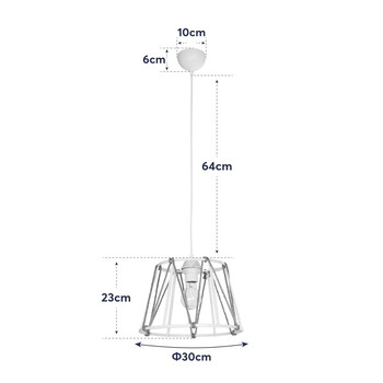 GloboStar® JUTE 203-0092 Μοντέρνο Κρεμαστό Φωτιστικό Σχοινί Μονόφωτο 1 x E27 IP20 Μπεζ Πλαστικό με Μπεζ Σχοινί - Μ30 x Π30 x Υ23cm