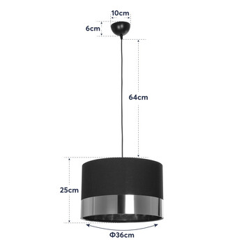 GloboStar® ZYKLUS 203-0102 Μοντέρνο Κρεμαστό Φωτιστικό Καπέλο Μονόφωτο 1 x E27 IP20 Γκρί & Καφέ Πλασικό - Μ36 x Π36 x Υ25cm