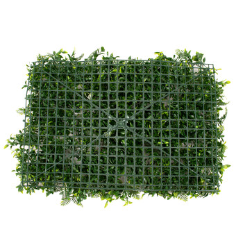 GloboStar® 78407 Artificial - Συνθετικό Τεχνητό Διακοσμητικό Πάνελ Φυλλωσιάς - Κάθετος Κήπος Ίληξ - Νάνος Φτέρη - Κοράλι - Κουφέα Πράσινο Μ60 x Υ40 x Π10cm