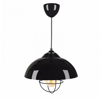 GloboStar® INDUSTRY 204-0110 Μοντέρνο Κρεμαστό Φωτιστικό Καμπάνα Μονόφωτο 1 x E27 IP20 Μαύρο Μέταλλο - Μ30 x Π30 x Υ70cm