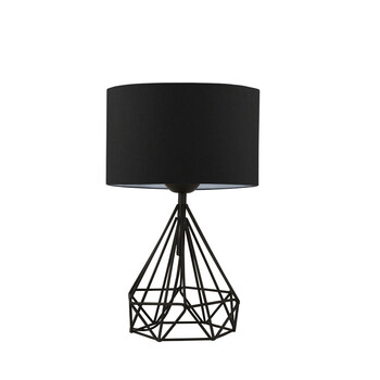 GloboStar® DIAMOND 204-0083 Μοντέρνο Eπιτραπέζιο Φωτιστικό Πορτατίφ Μονόφωτο 1 x E27 IP20 Μαύρο Μέταλλο με Μαύρο Ύφασμα - Μ24 x Π24 x Υ41cm