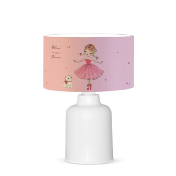 GloboStar® BALLERINA 204-0029 Παιδικό Eπιτραπέζιο Φωτιστικό Πορτατίφ Μονόφωτο 1 x E27 IP20 Πολύχρωμο Ύφασμα με Λευκό Πλαστικό - Μ24 x Π24 x Υ32cm