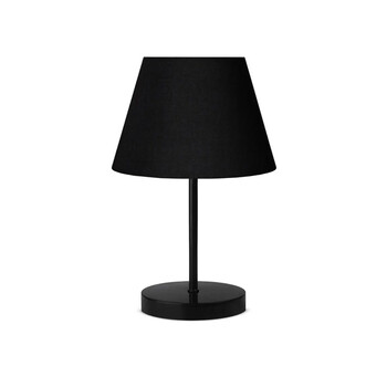 GloboStar® LARA 204-0074 Μοντέρνο Eπιτραπέζιο Φωτιστικό Πορτατίφ Μονόφωτο 1 x E27 IP20 Μαύρο Μέταλλο με Μαύρο Ύφασμα - Μ22 x Π22 x Υ36cm
