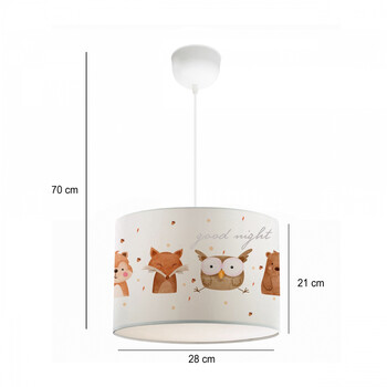 GloboStar® OWL 204-0017 Παιδικό Κρεμαστό Φωτιστικό Φιγούρα Μονόφωτο 1 x E27 IP20 Λευκό Ύφασμα - Μ28 x Π28 x Υ70cm