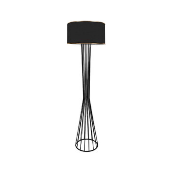 GloboStar® NOVA 201-0037 Μοντέρνο Επιδαπέδιο Φωτιστικό 1 x E27 IP20 Μαύρο Μεταλλό με Μαύρο Ύφασμα - Μ38 x Π38 x Υ155cm