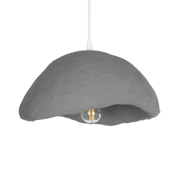 GloboStar® CONCRETE 201-0047 Μοντέρνο Κρεμαστό Φωτιστικό Καμπάνα Μονόφωτο 1 x E27 IP20 Γκρι Πολυστερίνη με Γκρι Ρητίνη - Μ31 x Π29 x Υ70cm