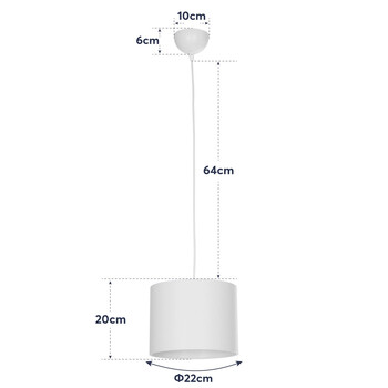 GloboStar® BLAZE 203-0107 Μοντέρνο Κρεμαστό Φωτιστικό Καπέλο Μονόφωτο 1 x E27 IP20 Μπεζ Ύφασμα - Μ22 x Π22 x Υ20cm