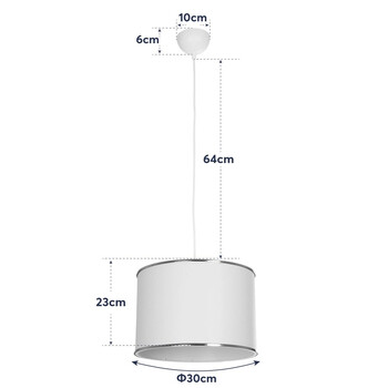 GloboStar® ELECTRA 203-0111 Μοντέρνο Κρεμαστό Φωτιστικό Καπέλο Μονόφωτο 1 x E27 IP20 Mαύρο Ύφασμα με Ασημί Μέταλλο - Μ30 x Π30 x Υ23cm