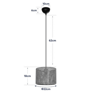 GloboStar® CLAIRIE 203-0132 Μοντέρνο Κρεμαστό Φωτιστικό Καπέλο Μονόφωτο 1 x E27 IP20 Καφέ Ύφασμα - Μ22 x Π22 x Υ93cm