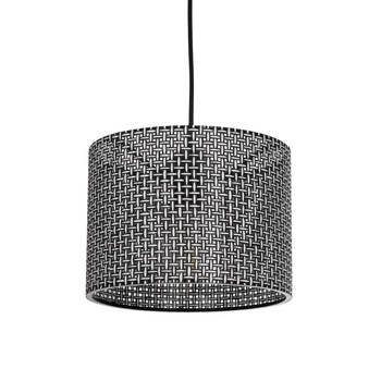 GloboStar® CLAIRIE 203-0133 Μοντέρνο Κρεμαστό Φωτιστικό Καπέλο Μονόφωτο 1 x E27 IP20 Μαύρο Ύφασμα - Μ22 x Π22 x Υ93cm