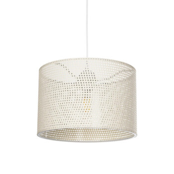 GloboStar® CLAIRIE 203-0137 Μοντέρνο Κρεμαστό Φωτιστικό Καπέλο Μονόφωτο 1 x E27 IP20 Λευκό Ύφασμα - Μ30 x Π30 x Υ93cm
