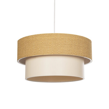 GloboStar® LIVI 203-0174 Μοντέρνο Κρεμαστό Φωτιστικό Καπέλο Μονόφωτο 1 x E27 IP20 Καφέ & Λευκό Ύφασμα - Μ38 x Π38 x Υ95cm