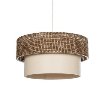 GloboStar® LIVI 203-0175 Μοντέρνο Κρεμαστό Φωτιστικό Καπέλο Μονόφωτο 1 x E27 IP20 Καφέ & Λευκό Ύφασμα - Μ38 x Π38 x Υ95cm
