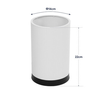GloboStar® CYLINDER 203-0183 Μοντέρνο Επιτραπέζιο Φωτιστικό Πορτατίφ Μονόφωτο 1 x E27 IP20 Μαύρο Μέταλλο με Λευκό Υφασμα - Μ14 x Π14 x Υ21cm