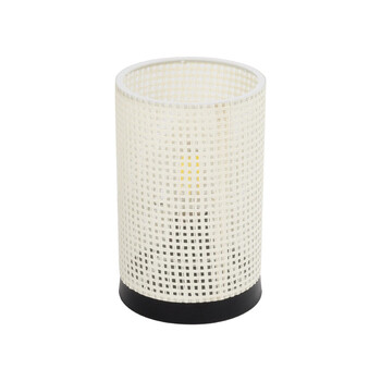 GloboStar® CYLINDER 203-0184 Μοντέρνο Επιτραπέζιο Φωτιστικό Πορτατίφ Μονόφωτο 1 x E27 IP20 Μαύρο Μέταλλο με Λευκό Πλαστικό - Μ14 x Π14 x Υ21cm