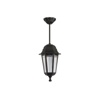 GloboStar® VITRO 203-0189 Vintage Κρεμαστό Φωτιστικό Φαναράκι Μονόφωτο 1 x E27 IP44 Μαύρο Πλαστικό Σώμα - Μ16 x Π16 x Υ48cm