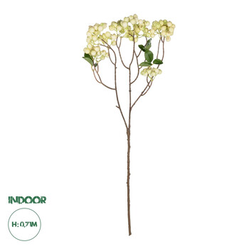 GloboStar® Artificial Garden WHITE BERRIES FRUIT BRANCH 21446 Τεχνητό Διακοσμητικό Κλαδί Λευκό Γκί Y71cm