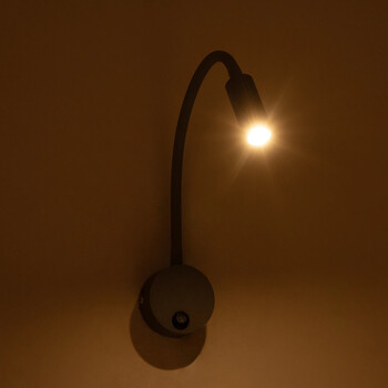 GloboStar® GOOSE 61689 Φωτιστικό Τοίχου - Απλίκα LED 3W 300lm 36° AC 220-240V IP20 - Reading Light - Θερμό Λευκό 2700K Γκρι Αλουμίνιο - Μ6.5 x Π22.5 x Υ23cm - 5 Xρόνια Εγγύηση