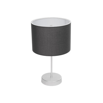GloboStar® WIZ 203-0179 Μοντέρνο Επιτραπέζιο Φωτιστικό Πορτατίφ Μονόφωτο 1 x E27 IP20 Ασημί Μέταλλο με Γκρι Ύφασμα - Μ22 x Π22 x Υ36.5cm
