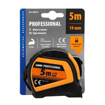 L5957.3 ΜΕΤΡΟΤΑΙΝΙΑ ΑΥΤΟΜΑΤΗ PROFESSIONAL 5m x16mm ΜΕ ΚΛΕΙΔΩΜΑ & ΚΛΙΠ ΖΩΝΗΣ LAMPA - 1 ΤΕΜ.