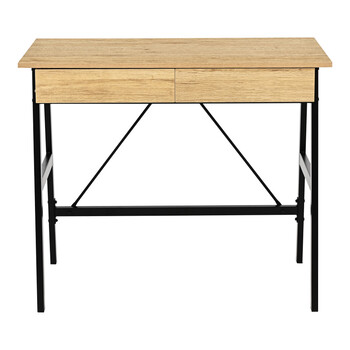 Γραφείο εργασίας Lione pakoworld με συρτάρια σε oak απόχρωση με πόδι μαύρο μέταλλο 90x50x75εκ