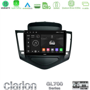 Clarion Gl700 Series 8core Android13 4+64gb Chevrolet Cruze 2009-2012 Navigation Multimedia Tablet 9" με Carplay & Android Auto u-gl7-Cv0045