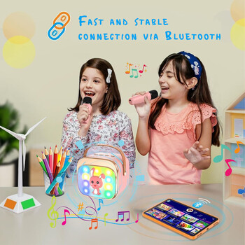 LAMTECH BT5.4 RGB KID KARAOKE SPEAKER PINK WITH MIC HOPPEE