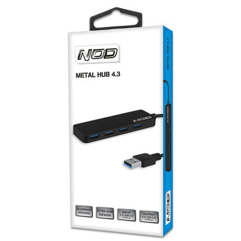 NOD METAL HUB 4.3 USB 3.0 4PORTS ALUMINUM BLACK