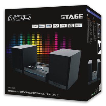NOD STAGE Mini Hi-Fi System with CD,USB, Bluetooth, FM and blue LED, 50W