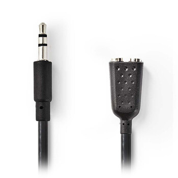 NEDIS CAGP22100BK02 Stereo Audio Cable, 3.5 mm Male - 2x 3.5 mm Female, 0.2m, Bl