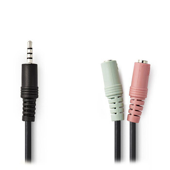 NEDIS CAGP22150BK02 Headset Audio Cable, 3.5 mm Male - 2x 3.5 mm Female, 0.2m, B