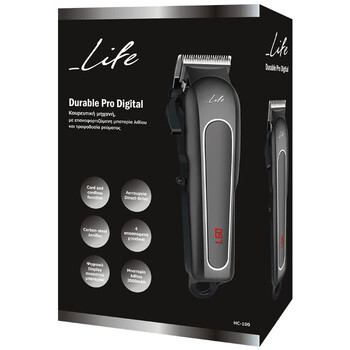 LIFE Durable Pro Digital Hair Clipper Cord & Cordless, Matte Black