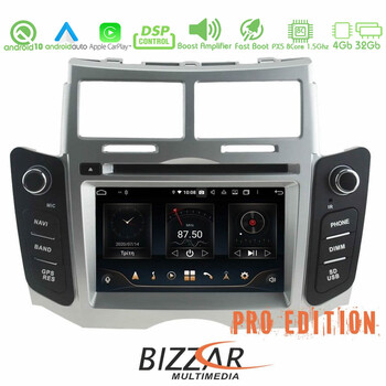 Bizzar Toyota Yaris Silver Color Android 10 8core Navigation Multimediau-bl-8c-Ty47sl-pro