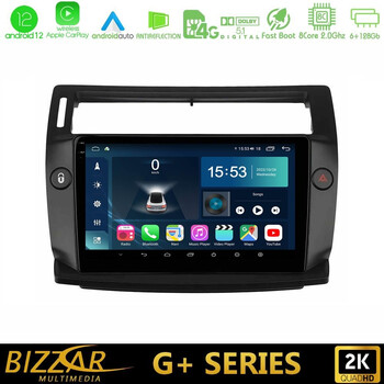Bizzar g+ Series Citroen c4 2004-2010 8core Android12 6+128gb Navigation Multimedia Tablet 9" u-g-Ct0812b