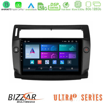Bizzar Ultra Series Citroen c4 2004-2010 8core Android13 8+128gb Navigation Multimedia Tablet 9" u-ul2-Ct0812b