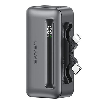 USAMS power bank CD233, USB-C/Lightning έξοδος, 4500mAh, 20W, γκρι