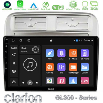 Clarion Gl300 Series 4core Android11 2+32gb Fiat Grande Punto 2006-2011 Navigation Multimedia Tablet 9" με Carplay & Android Auto u-gl3-Ft1781