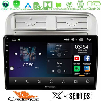 Cadence x Series Fiat Grande Punto 2006-2011 8core Android 14 4+64gb Navigation Multimedia Tablet 9" u-x-Ft1781