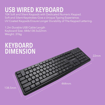 ALCATROZ SILENT USB WIRED KEYBOARD KB1500 BLACK