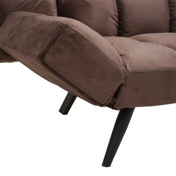 Καναπές - κρεβάτι 3θέσιος Freddo pakoworld βελούδο καφέ 181x81x86εκ