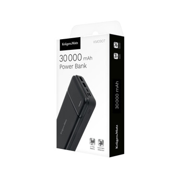 KM0907 . PowerBank 30000mAh Kruger&Matz (USB Type C, micro USB, Lightning, 2x USB-A) KM0907