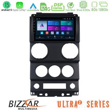 Bizzar Ultra Series Jeep Wrangler 2008-2010 8core Android13 8+128gb Navigation Multimedia Tablet 9" u-ul2-Jp1037