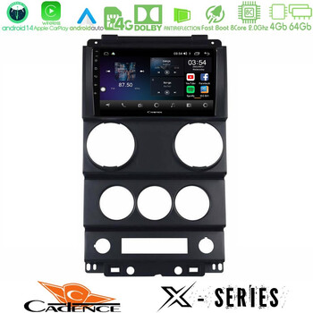 Cadence x Series Jeep Wrangler 2008-2010 8core Android 14 4+64gb Navigation Multimedia Tablet 9" u-x-Jp1037