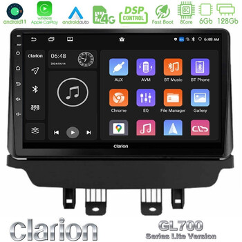 Clarion Gl700 Lite Series 8core Android11 6+128gb Mazda 2 2014-2021 Navigation Multimedia Tablet 9" με Carplay & Android Auto u-G76l-Mz1091