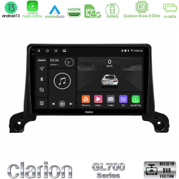 Clarion Gl700 Series 8core Android13 4+64gb Peugeot 3008/5008 2017-2023 Navigation Multimedia Tablet 9" με Carplay & Android Auto u-gl7-Pg04323