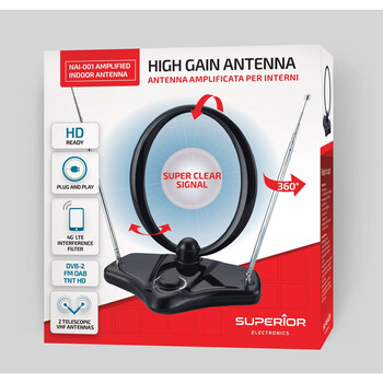 Superior Εσωτερική Ενισχυμένη Κεραία Τηλεόρασης VHF/UHF/FM με Υποστήριξη HD/Full HD/4K (SUPNAI001) (SPRSUPNAI001) Superior Εσωτερική Ενισχυμένη Κεραία Τηλεόρασης VHF/UHF/FM με Υποστήριξη HD/Full HD/4K (SUPNAI001) (SPRSUPNAI001)